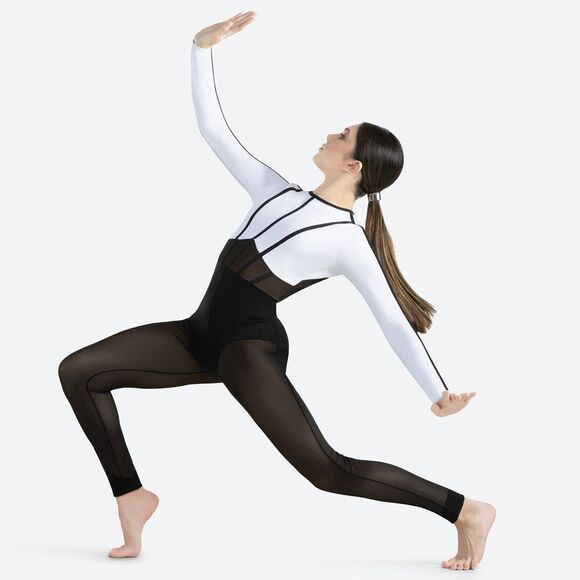 Revolution Dance Costume unitard black white ISOLATED INCIDENT RC24578 LC child - Picture 1 of 12
